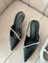 Women Pearls Decor Slid On High Heels